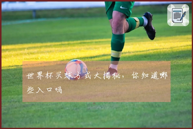 世界杯买球方式大揭秘，你知道哪些入口吗