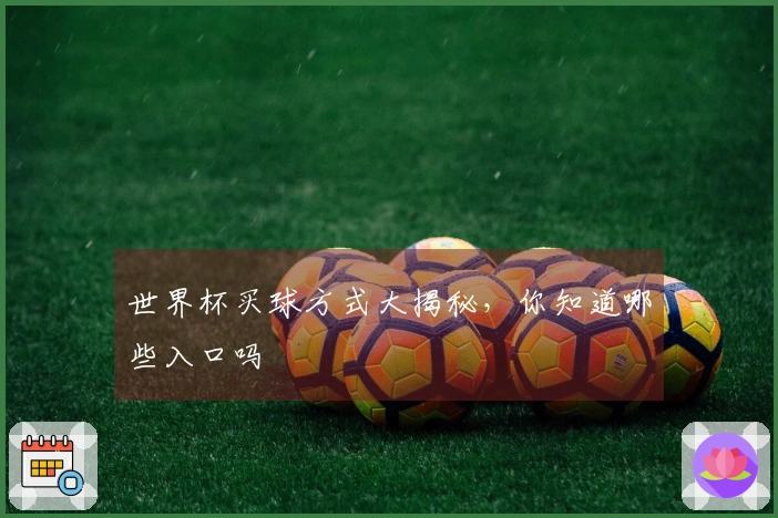世界杯买球方式大揭秘，你知道哪些入口吗